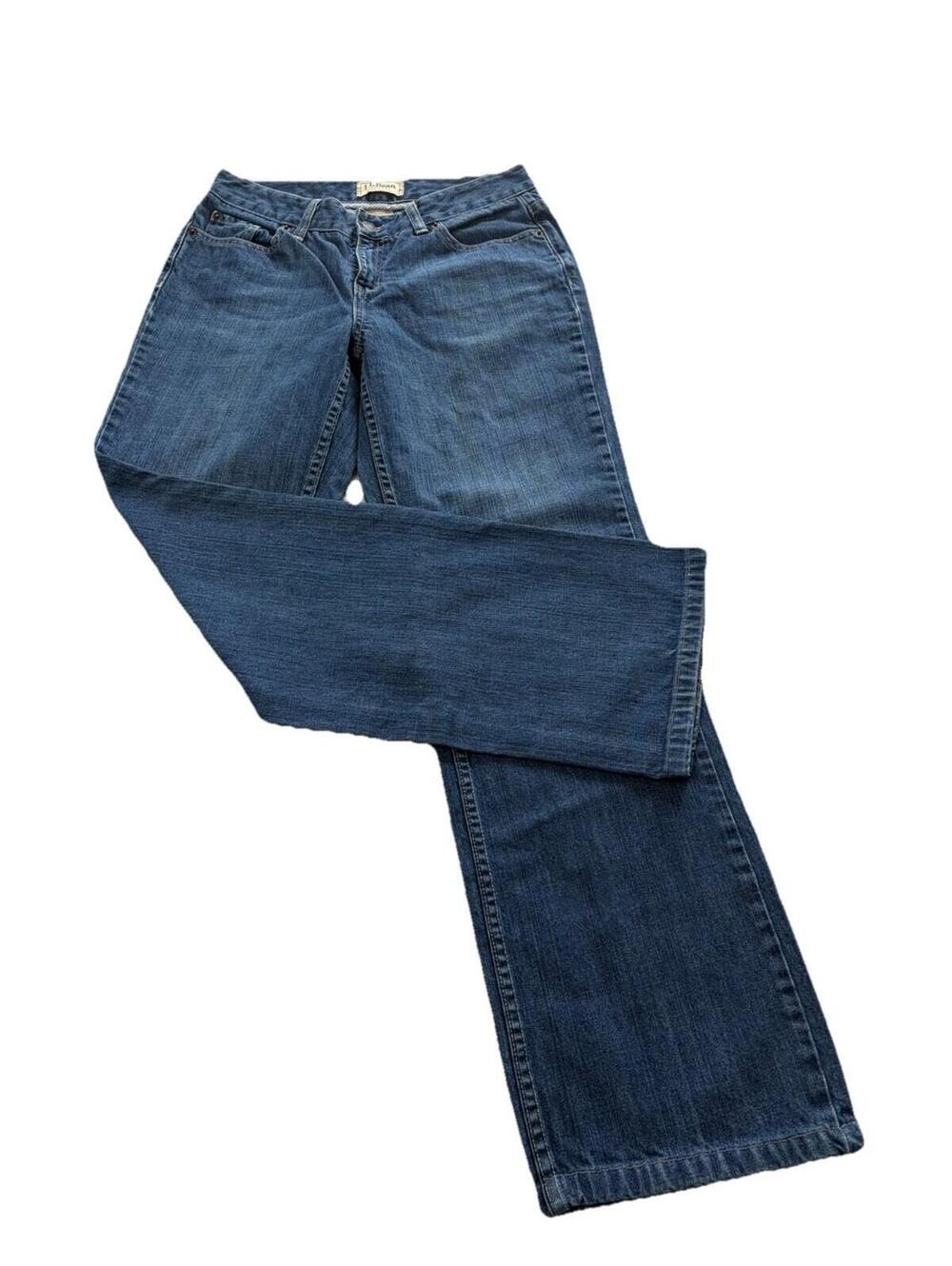 LL Bean Classic Fit Straight Leg Jeans Womens 28X31 Reg Dark Wash Denim Stretch